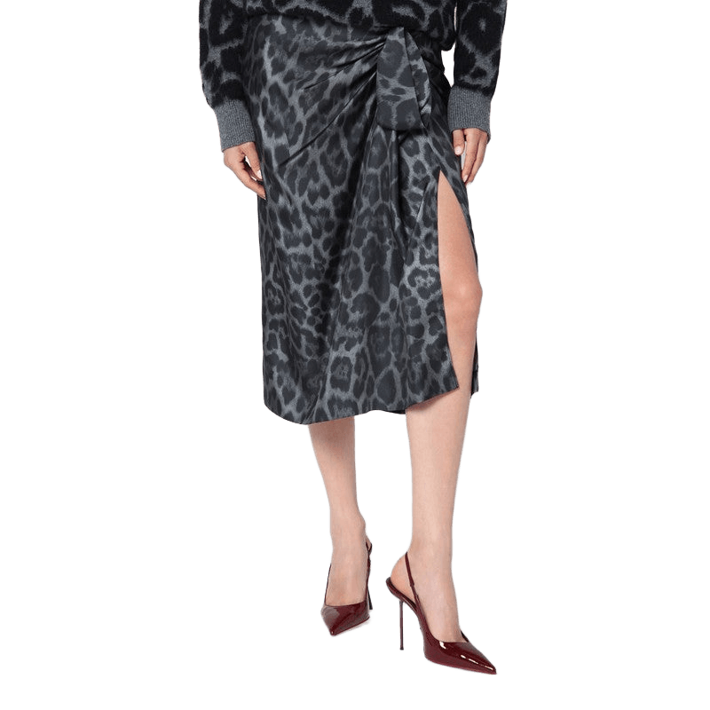 Stella Mccartney Leopard Midi Skirt with Knot Glam Steals