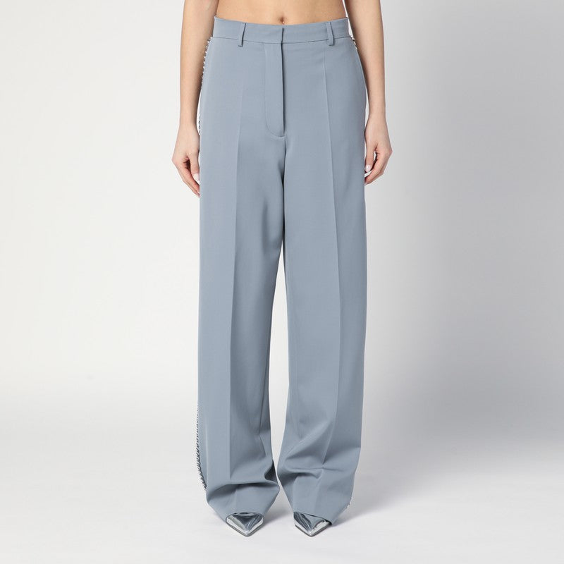 Stella Mccartney Light Grey Wide Leg Falabella Pant with Chain Glam Steals