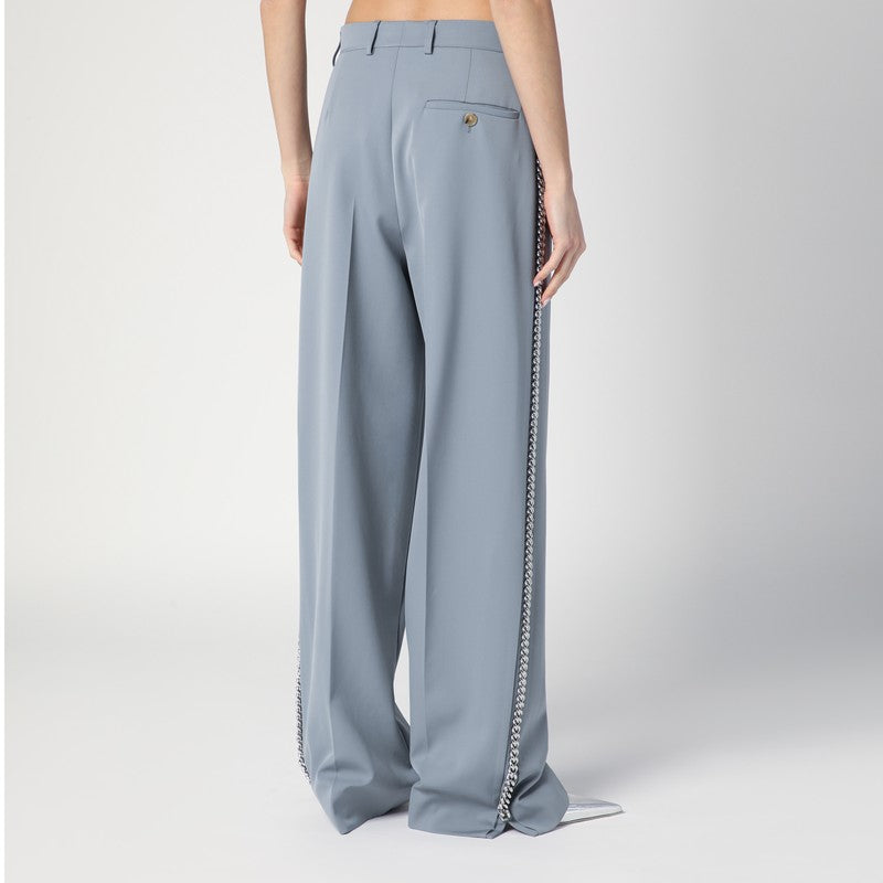 Stella Mccartney Light Grey Wide Leg Falabella Pant with Chain Glam Steals