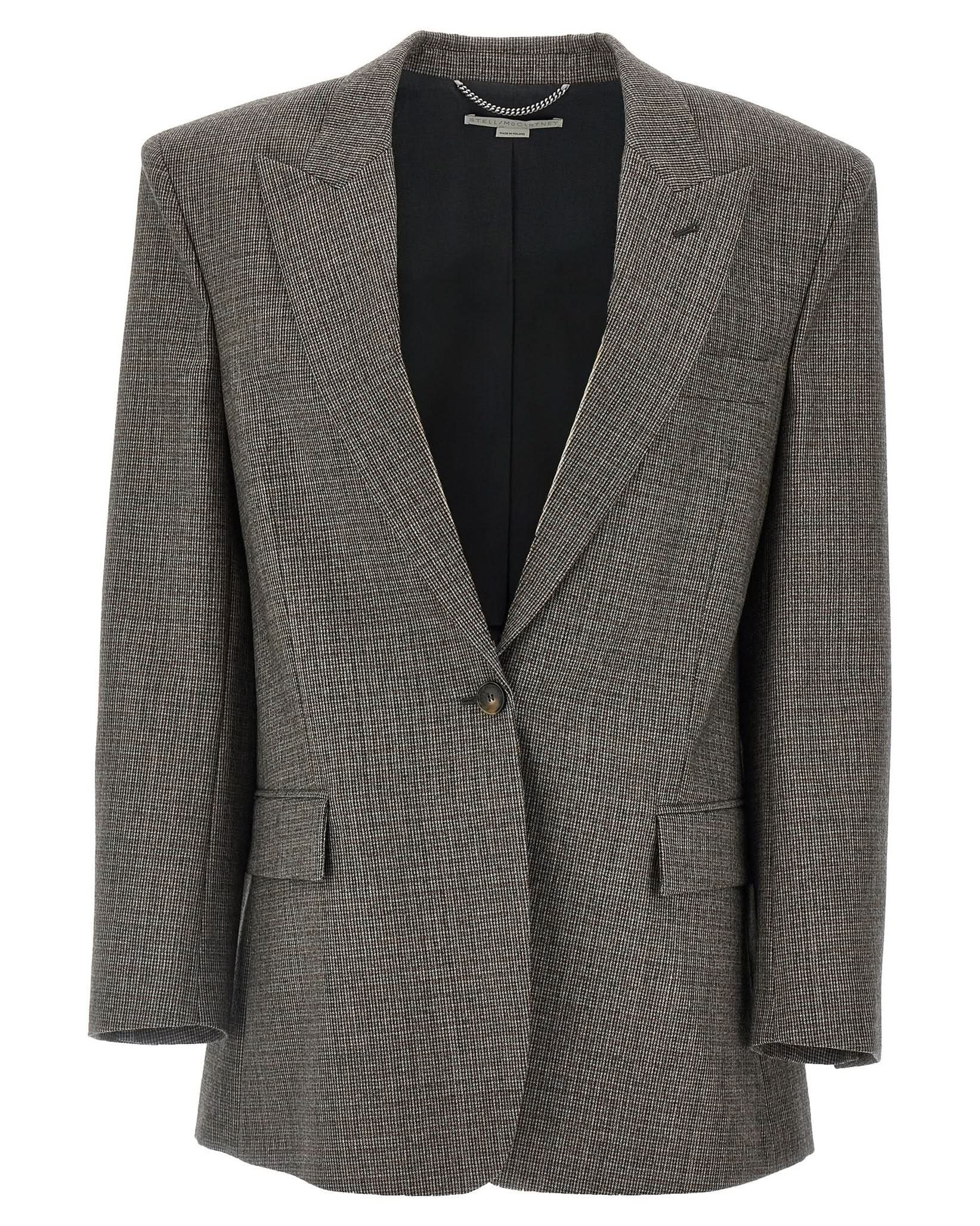 Stella Mccartney Single Breasted Micro Houndstooth Blazer Glam Steals