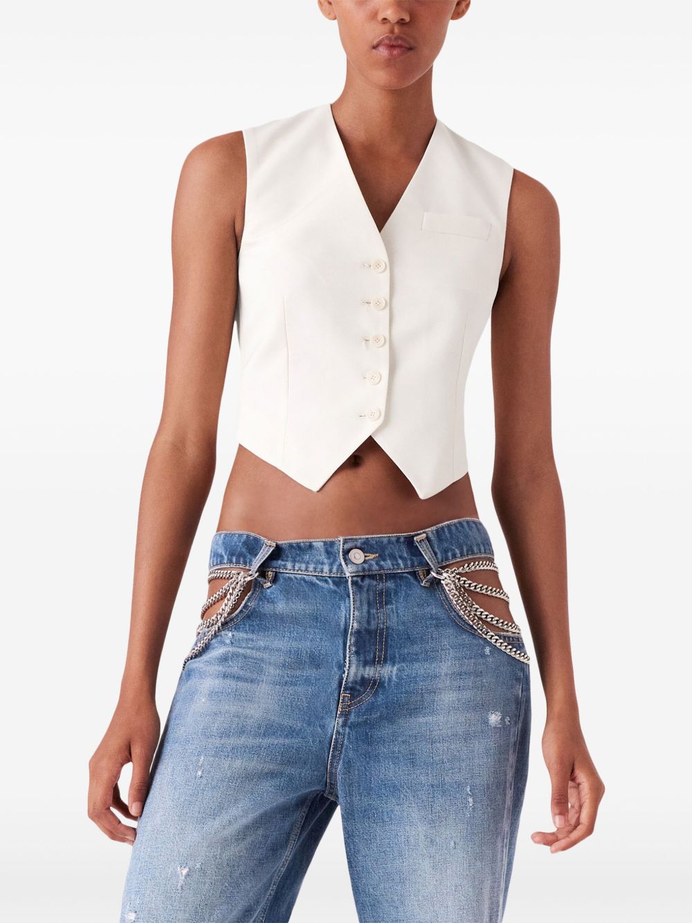 Stella Mccartney Wool Cropped Tailored Waistcoat Glam Steals