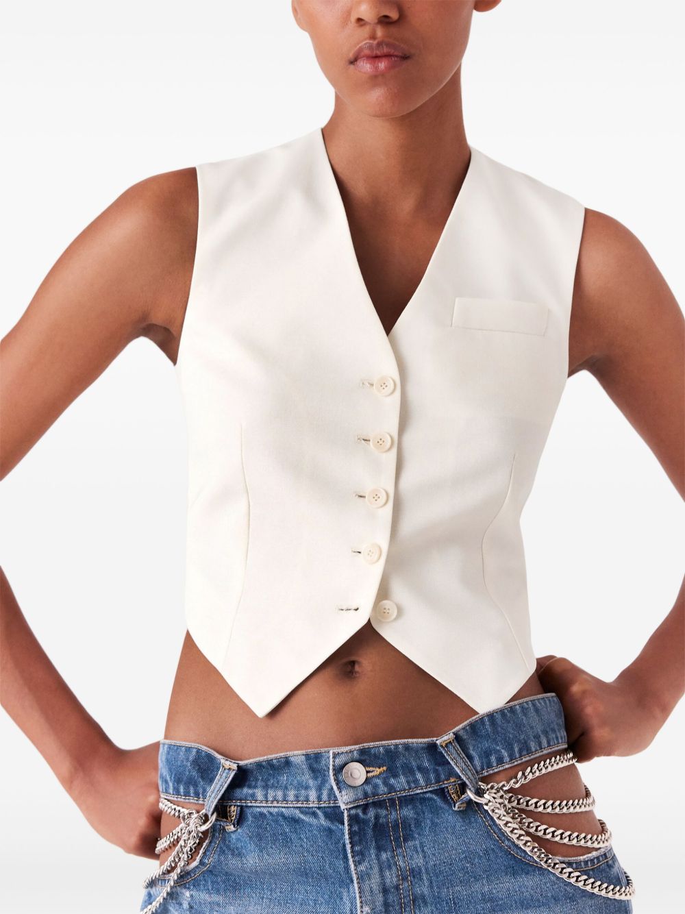 Stella Mccartney Wool Cropped Tailored Waistcoat Glam Steals