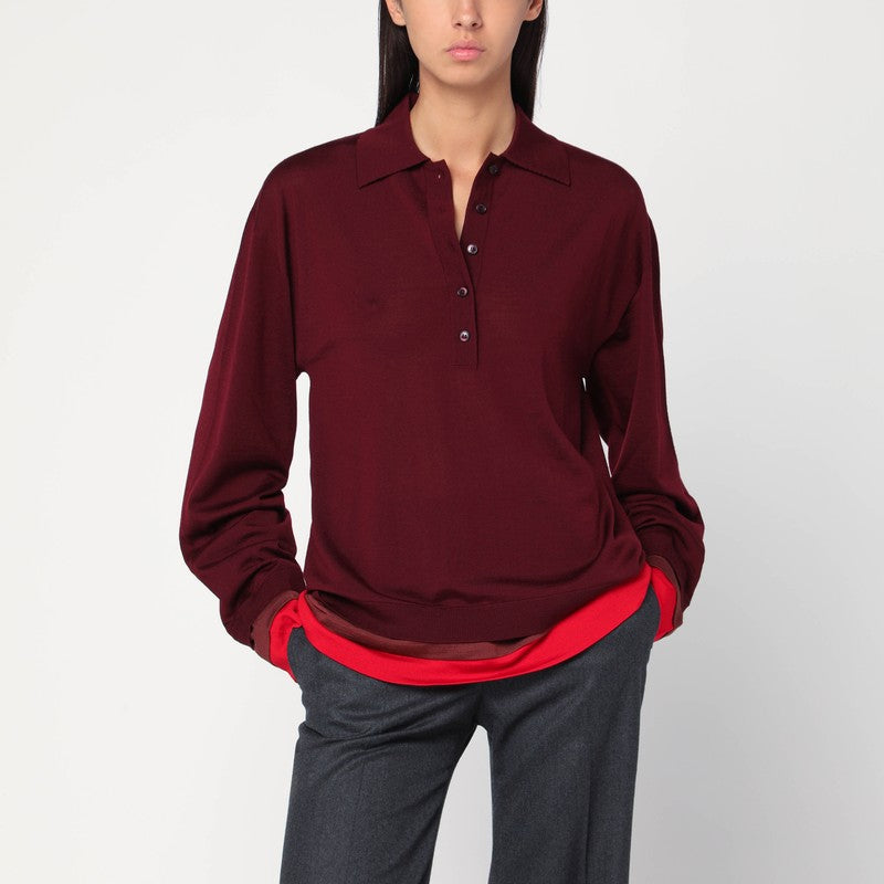 Stella Mccartney Wool Layered Bordeaux Polo Glam Steals