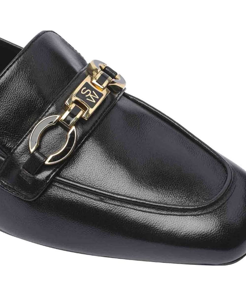 Stuart Weitzman Black Calfskin Slip On Loafers Flats