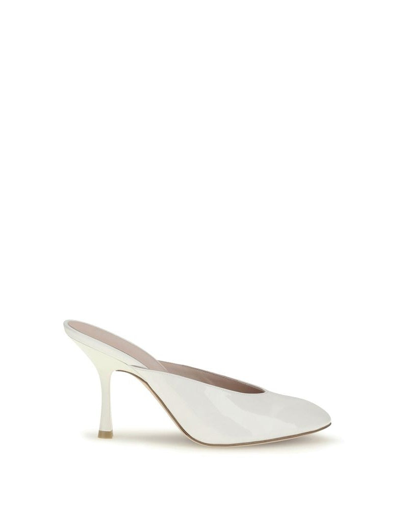 Stuart Weitzman White Calf Leather Bos Taurus Mules Glam Steals