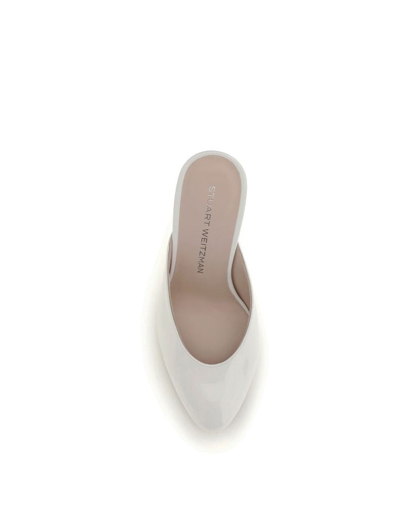 Stuart Weitzman White Calf Leather Bos Taurus Mules Glam Steals