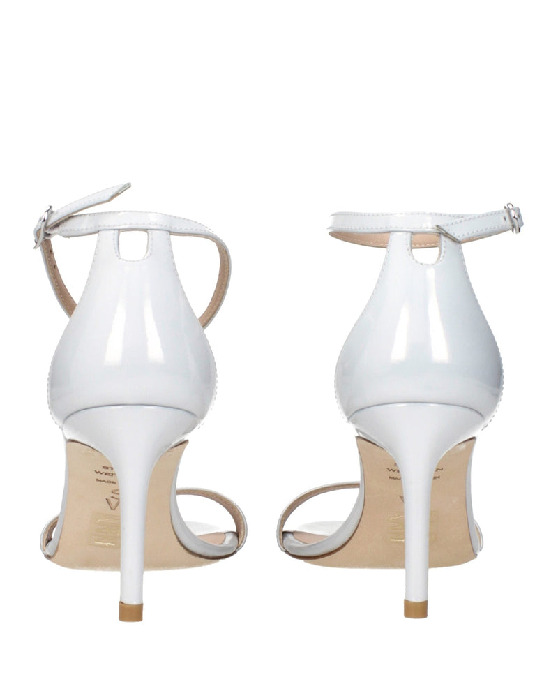Stuart Weitzman White Leather Stiletto Heels Sandals Glam Steals