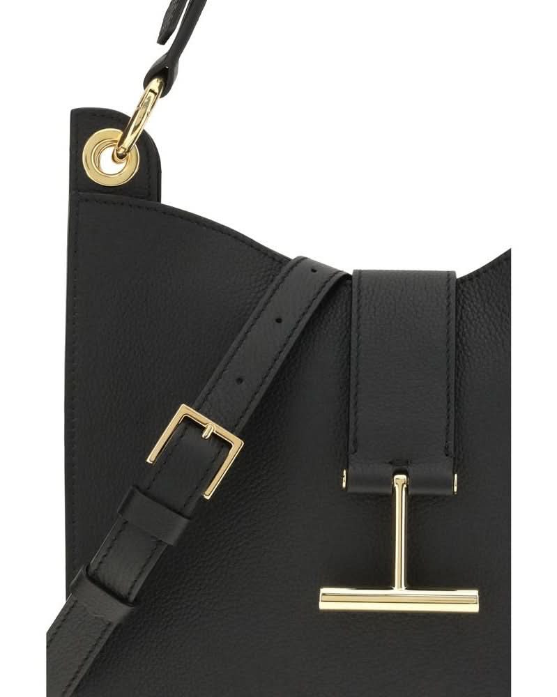 Tom Ford Black Calf Leather Bos Taurus Shoulder Bag Shoulder Bags