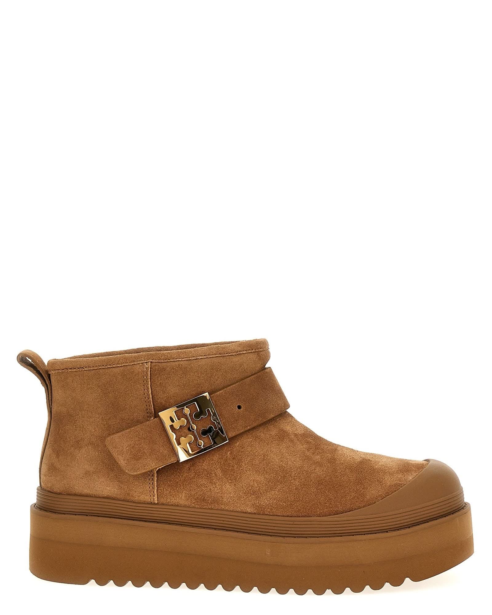 Tory Burch Shearling Mellow Platform Ankle Boots Boots
