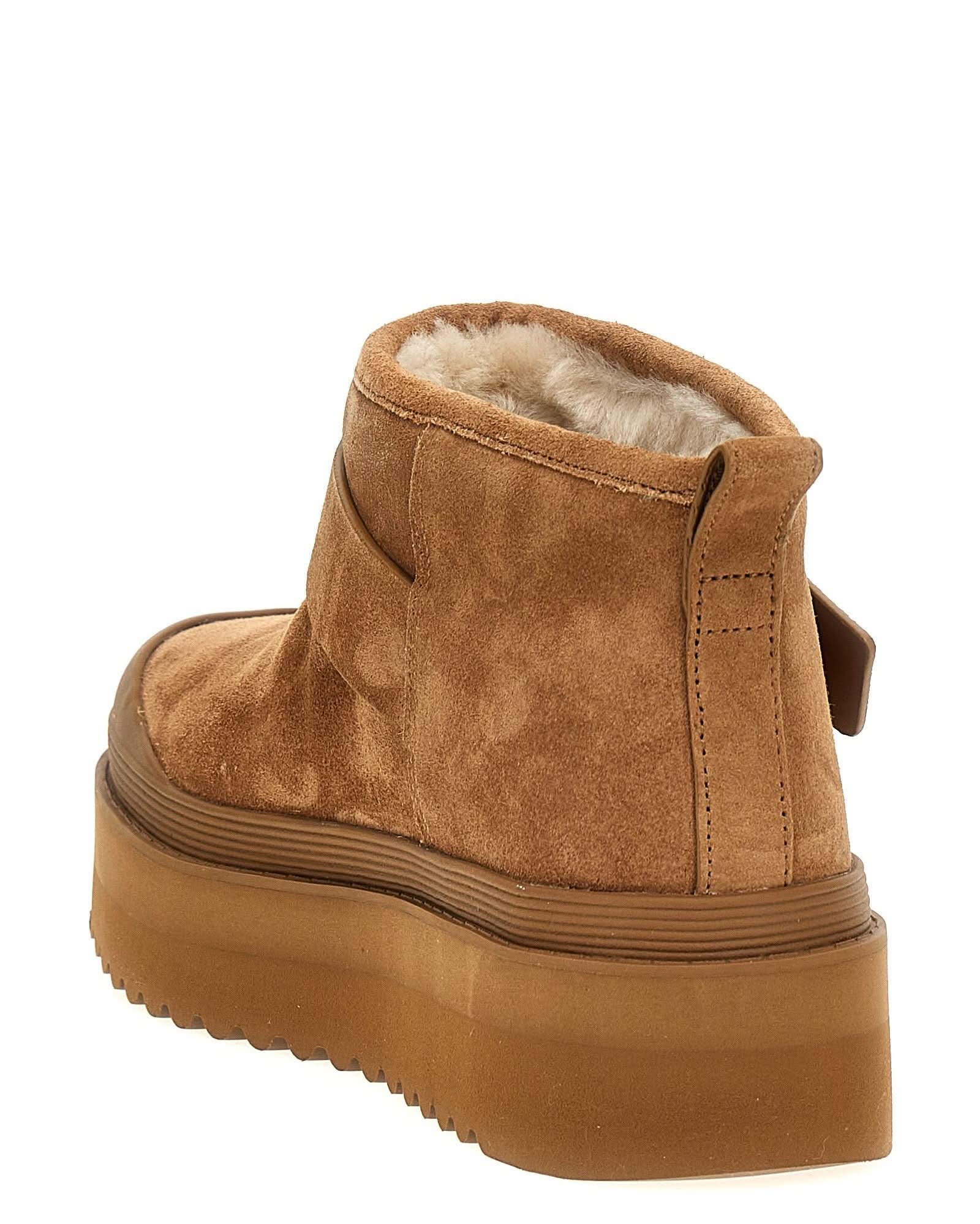 Tory Burch Shearling Mellow Platform Ankle Boots Boots