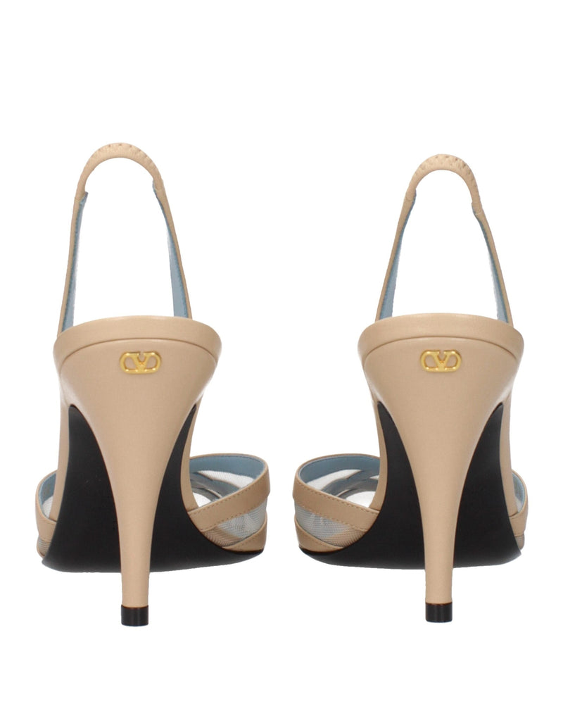 Valentino Beige Leather Garavani Stiletto Heels Sandals Glam Steals