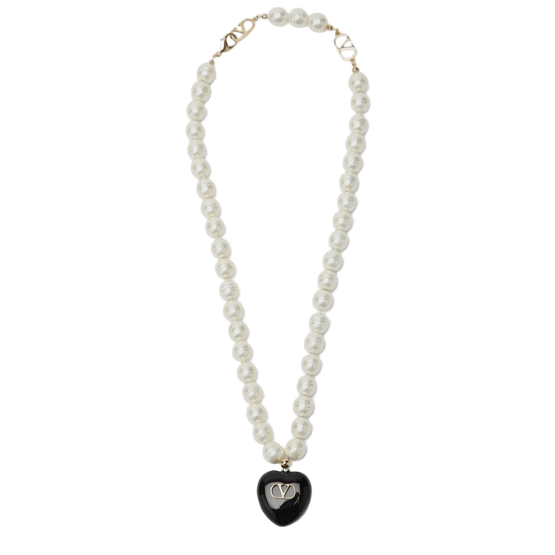 Valentino Black Garavani Coeur Royal Pearl Necklace Glam Steals