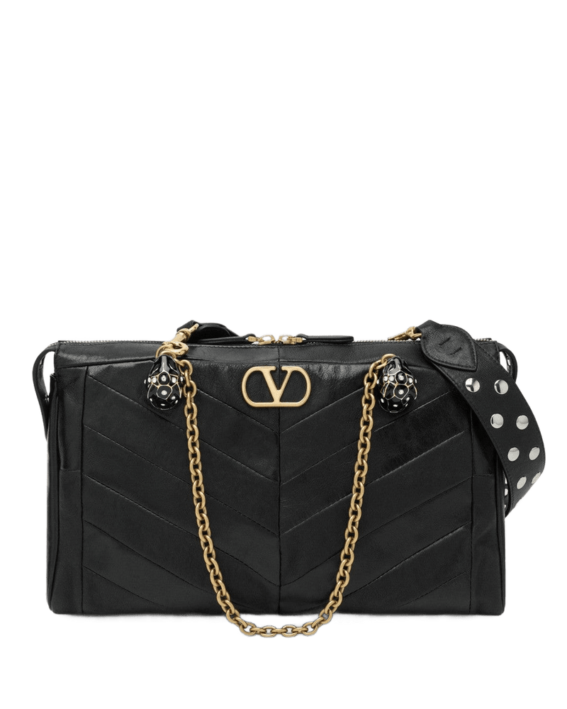 Valentino Garavani Black Panthea Bag In Chevron Pattern Nappa Glam Steals