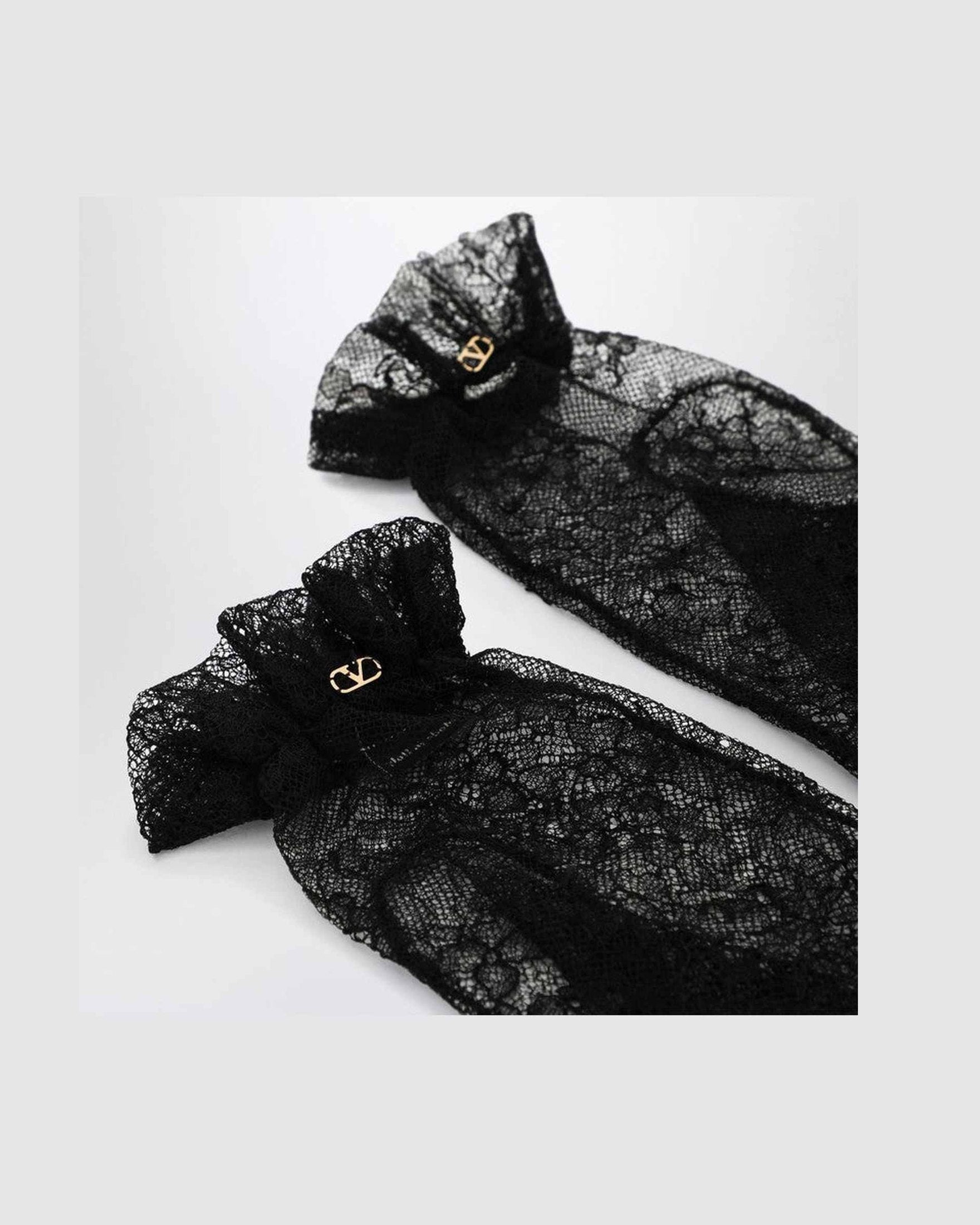 Valentino Black Lace Garavani Vlogo Signature Gloves Glam Steals