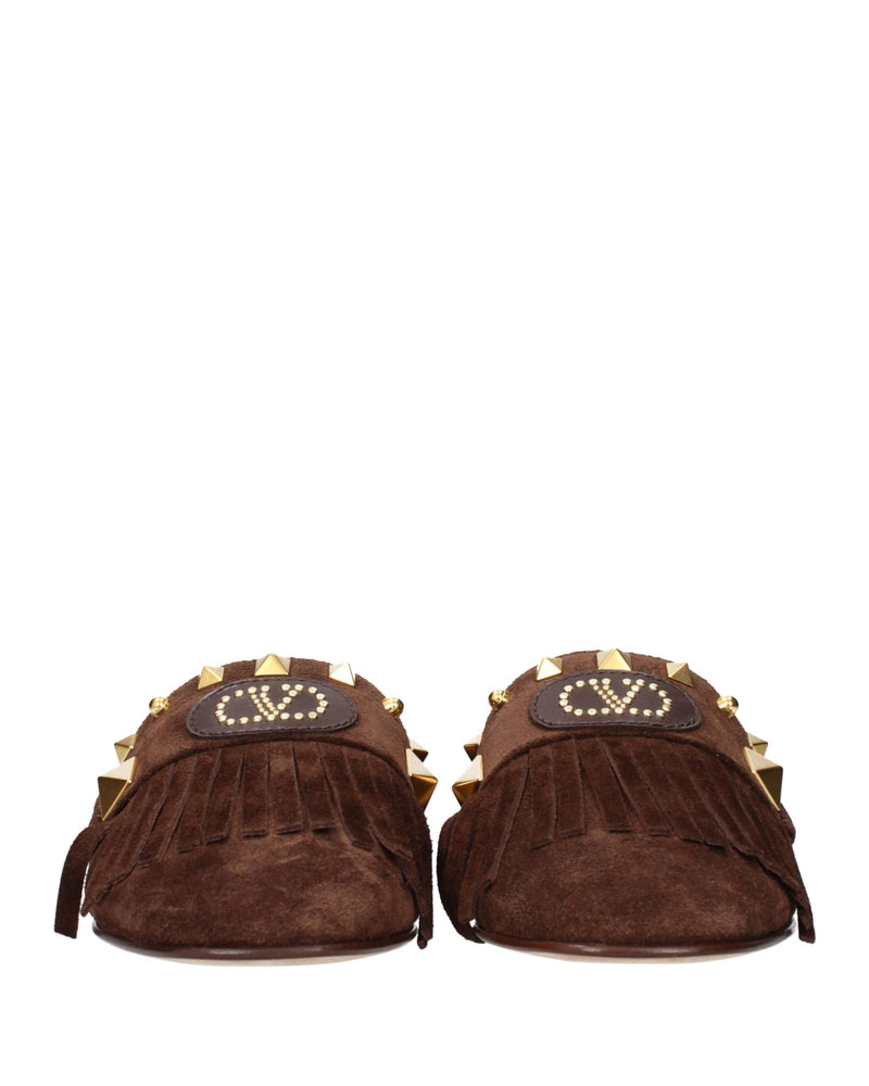 Valentino Brown Leather Garavani Slippers Sandals Glam Steals