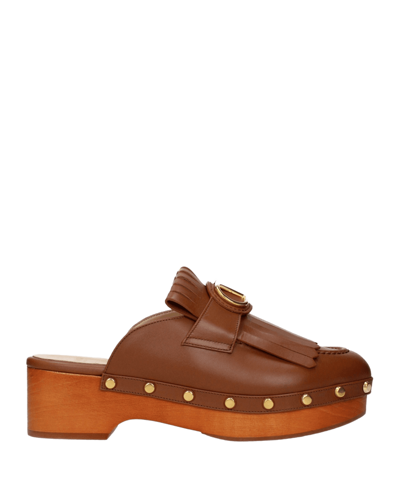 Valentino Garavani Brown Leather Slippers Glam Steals