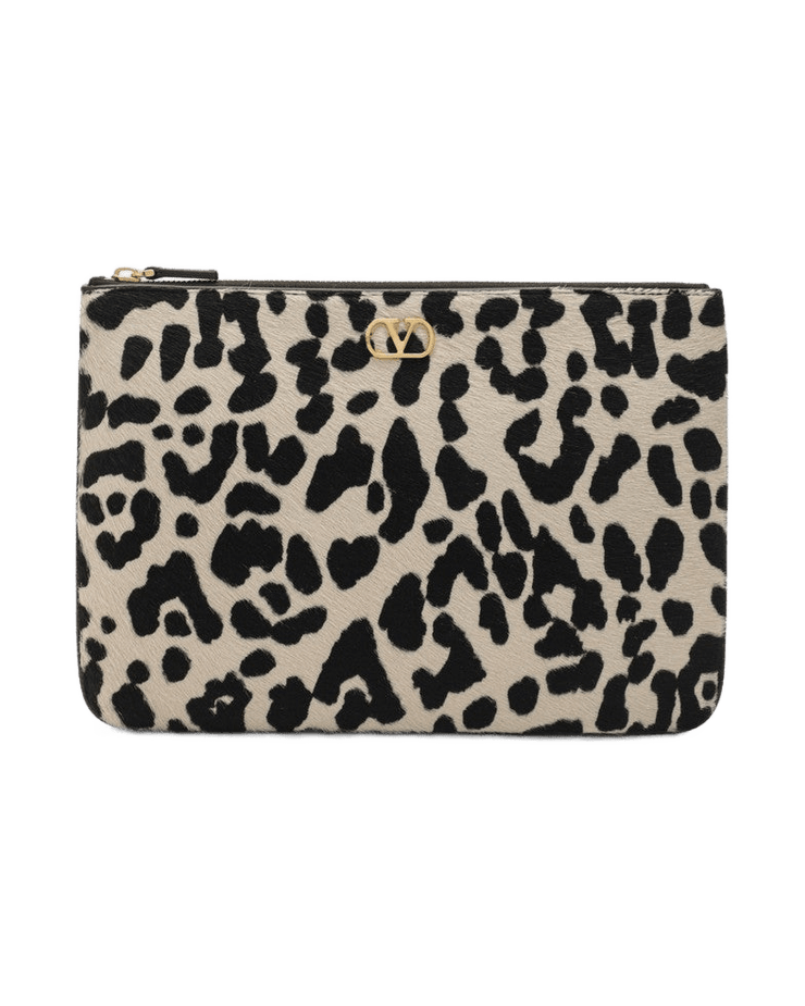 Valentino Garavani Animal Print Pony Effect Vlogo Signature Pouch Glam Steals