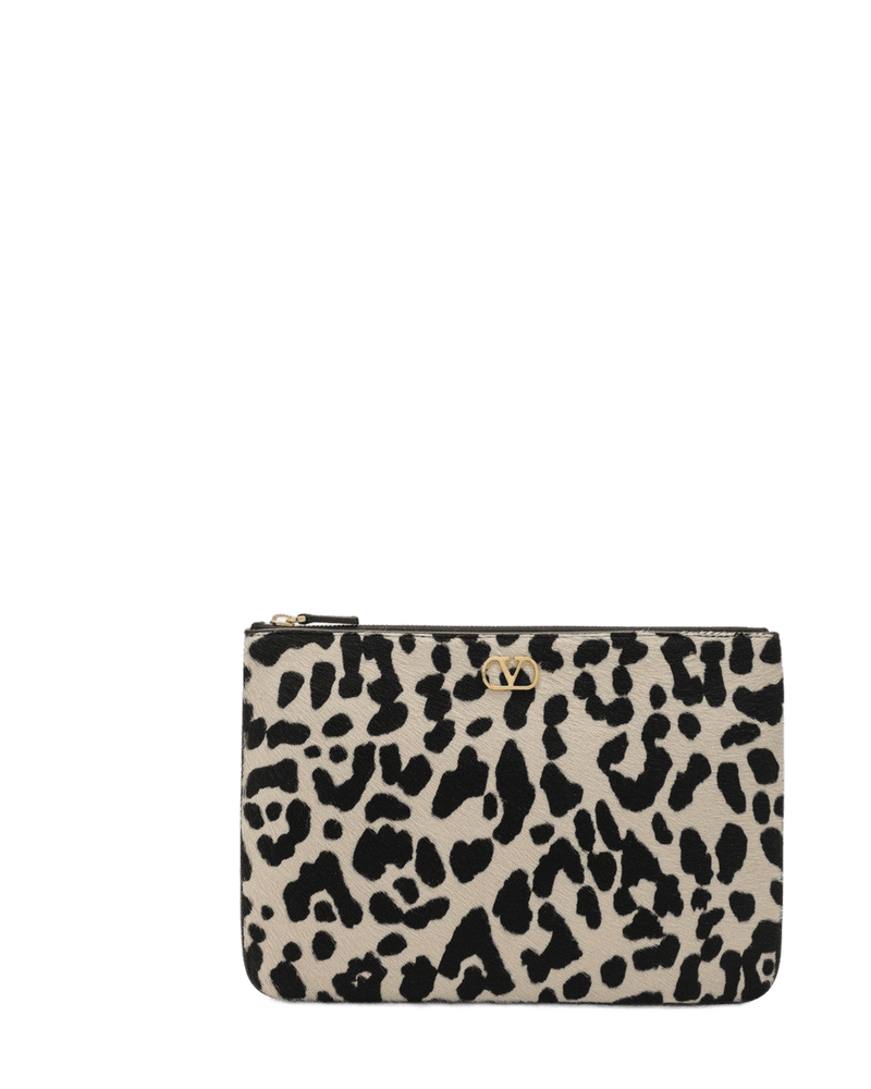 Valentino Garavani Animal Print Pony Effect Vlogo Signature Pouch Glam Steals