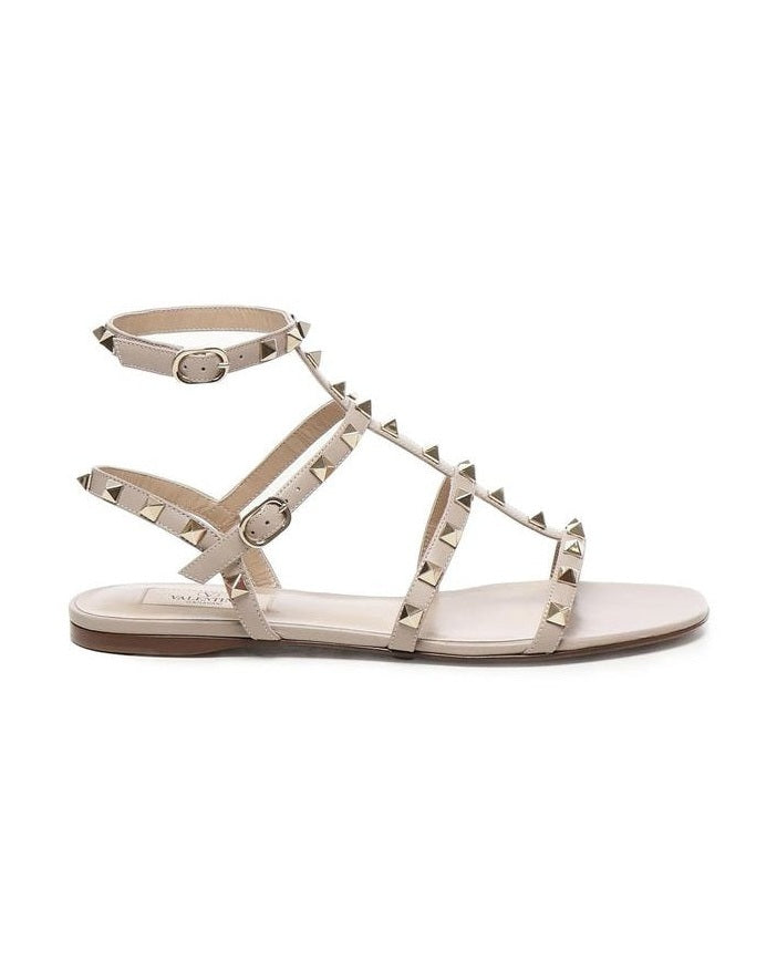 Valentino Garavani Beige Calfskin Flat Sandals Glam Steals