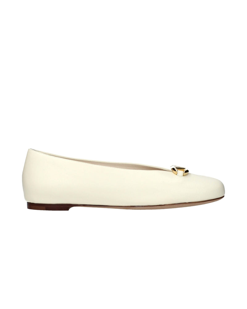 Valentino Garavani Beige Leather Ballet Flats Glam Steals
