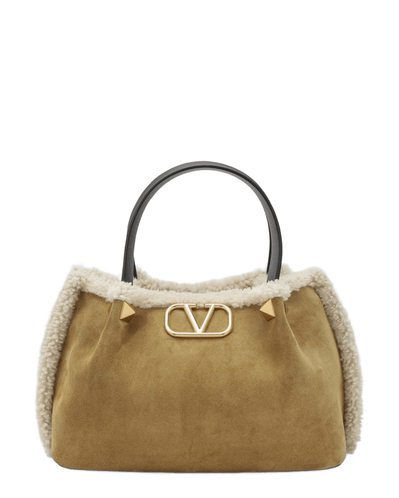 Valentino Garavani Beige Suede Vlogo Small Bag Glam Steals
