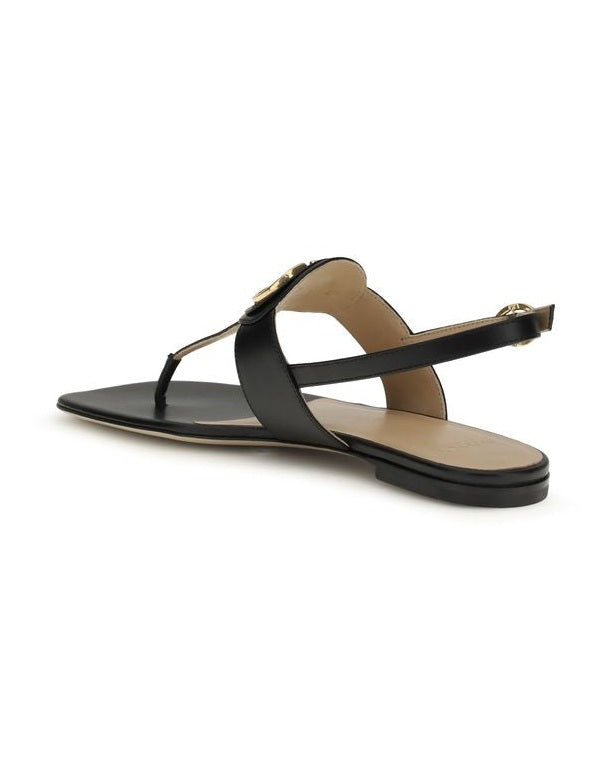 Valentino Garavani Black Calf Leather Bos Taurus Flat Sandals Glam Steals
