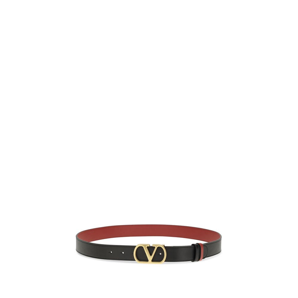 Valentino Garavani Black Calf Leather Bos Taurus Regular Belt Glam Steals