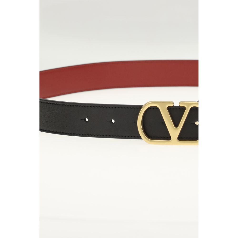 Valentino Garavani Black Calf Leather Bos Taurus Regular Belt Glam Steals