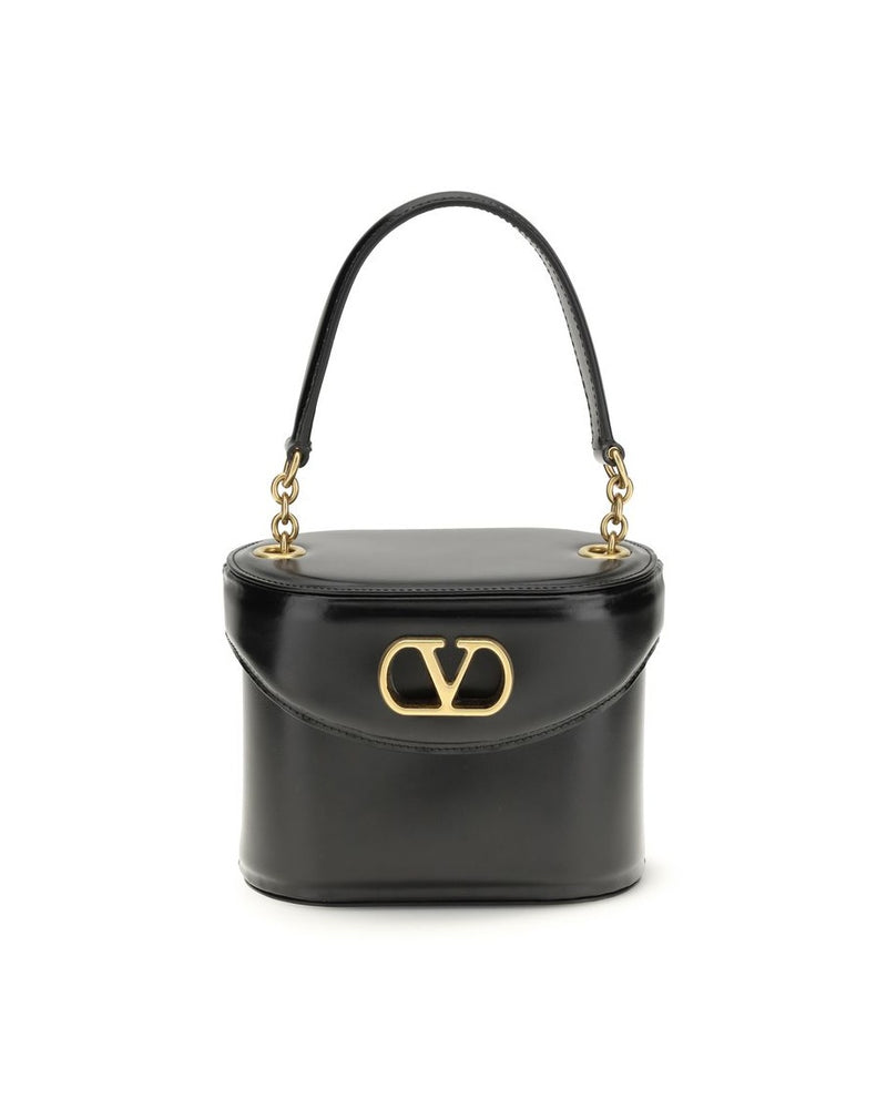 Valentino Garavani Black Calf Leather Bos Taurus Shoulder Bag Glam Steals
