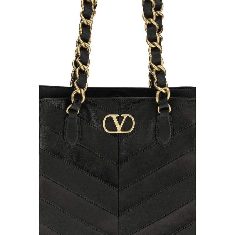 Valentino Garavani Black Calf Leather Bos Taurus Shoulder Bag Glam Steals