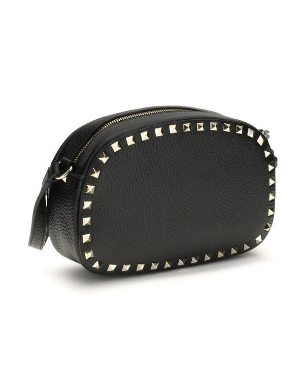 Valentino Garavani Black Calf Leather Bos Taurus Shoulder Bag Glam Steals