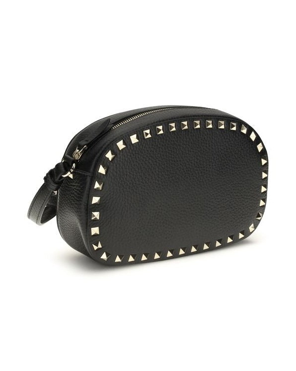 Valentino Garavani Black Calf Leather Bos Taurus Shoulder Bag Glam Steals