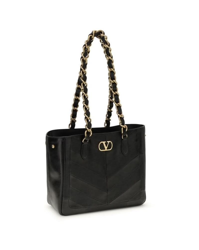 Valentino Garavani Black Calf Leather Bos Taurus Shoulder Bag Shoulder Bags
