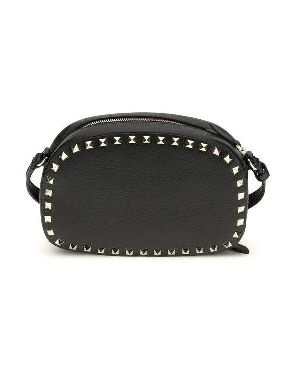 Valentino Garavani Black Calf Leather Bos Taurus Shoulder Bag Shoulder Bags