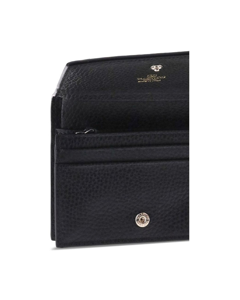 Valentino Garavani Black Calf Leather Bos Taurus Wallet 