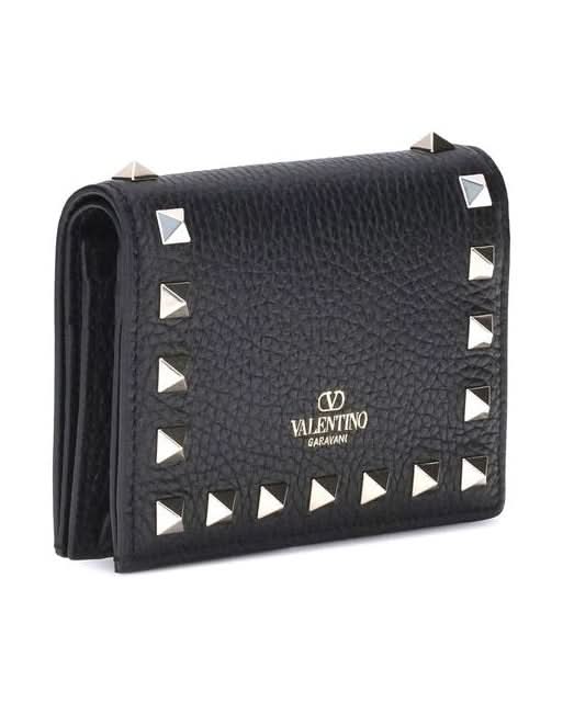 Valentino Garavani Black Calf Leather Bos Taurus Wallet 