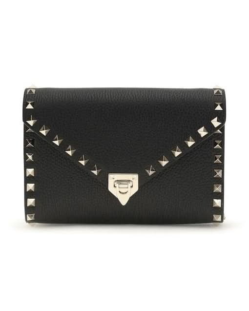 Valentino Garavani Black Calf Leather Bos Taurus Wallet 