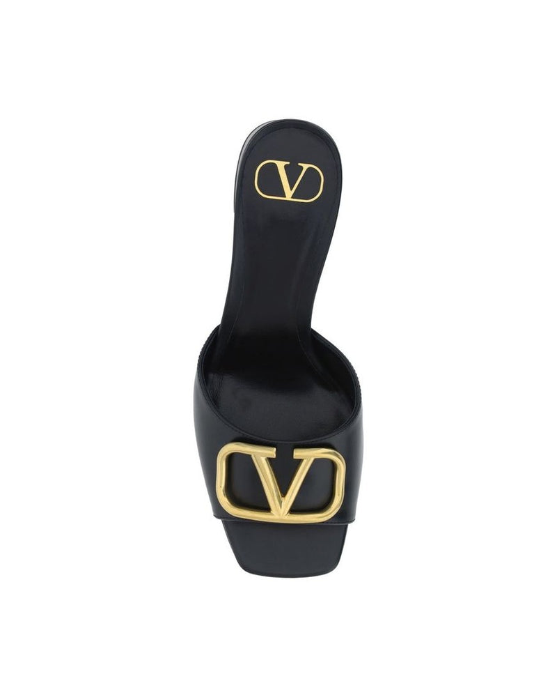 Valentino Garavani Black Calfskin Flat Sandals Glam Steals