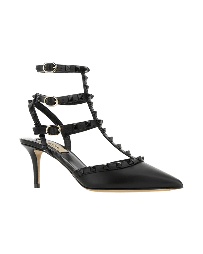 Valentino Garavani Black Calfskin Mid Heels Glam Steals