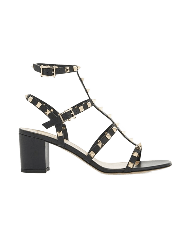 Valentino Garavani Black Calfskin Rockstud Sandals for Women Glam Steals