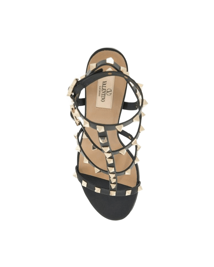 Valentino Garavani Black Calfskin Rockstud Sandals for Women Glam Steals