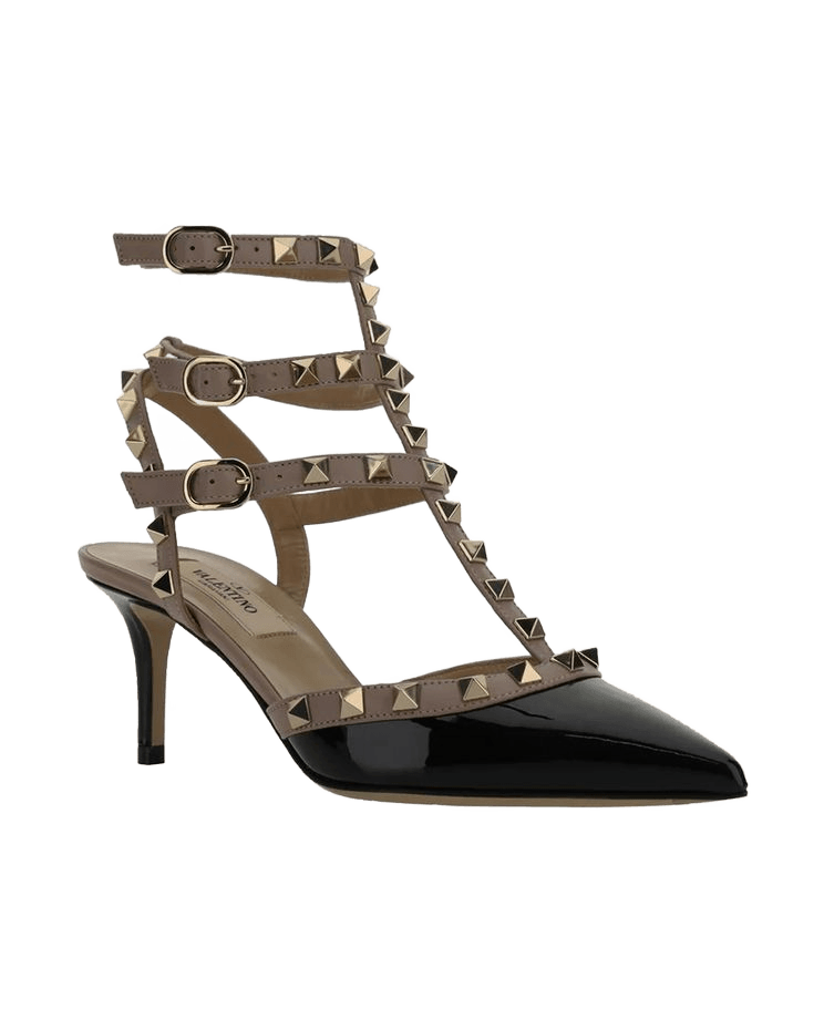 Valentino Garavani Black Calfskin Studded High Heels Glam Steals