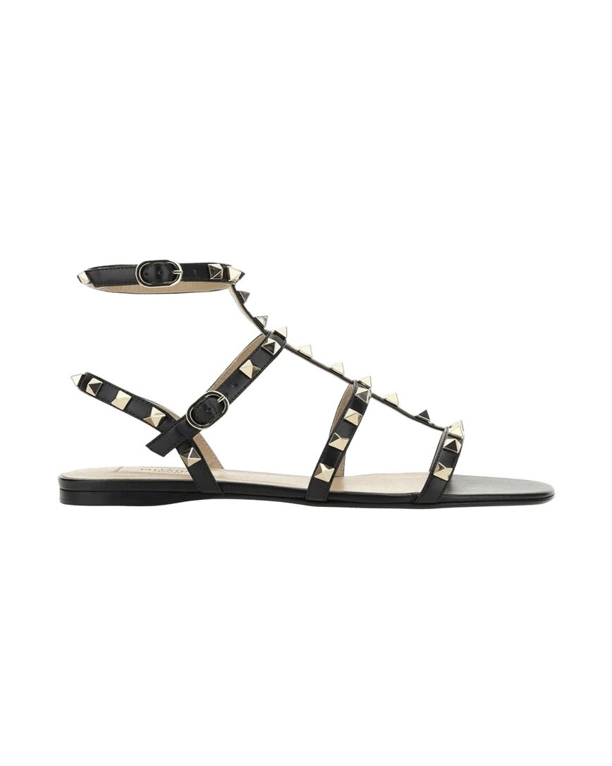 Valentino Garavani Black Calfskin Studded Sandals Glam Steals