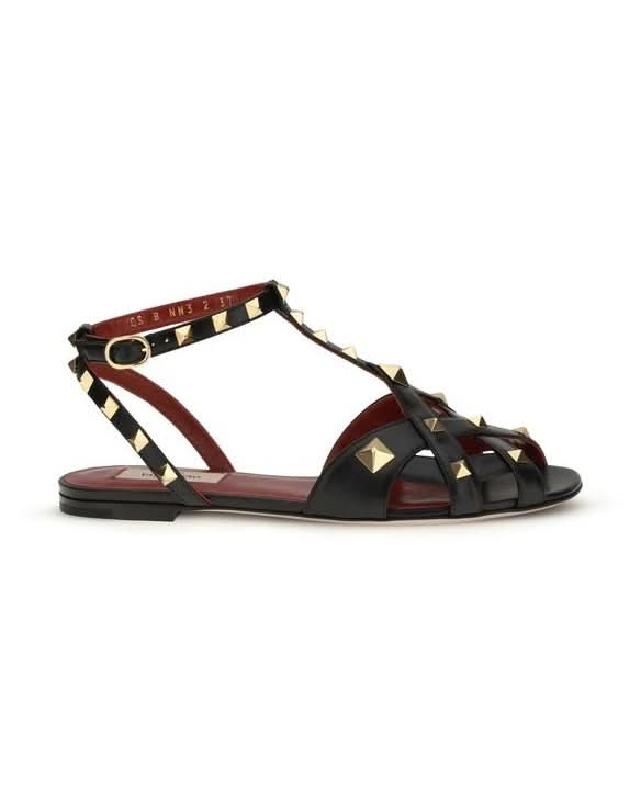 Valentino Garavani Black Goatskin Flat Sandals Sandals