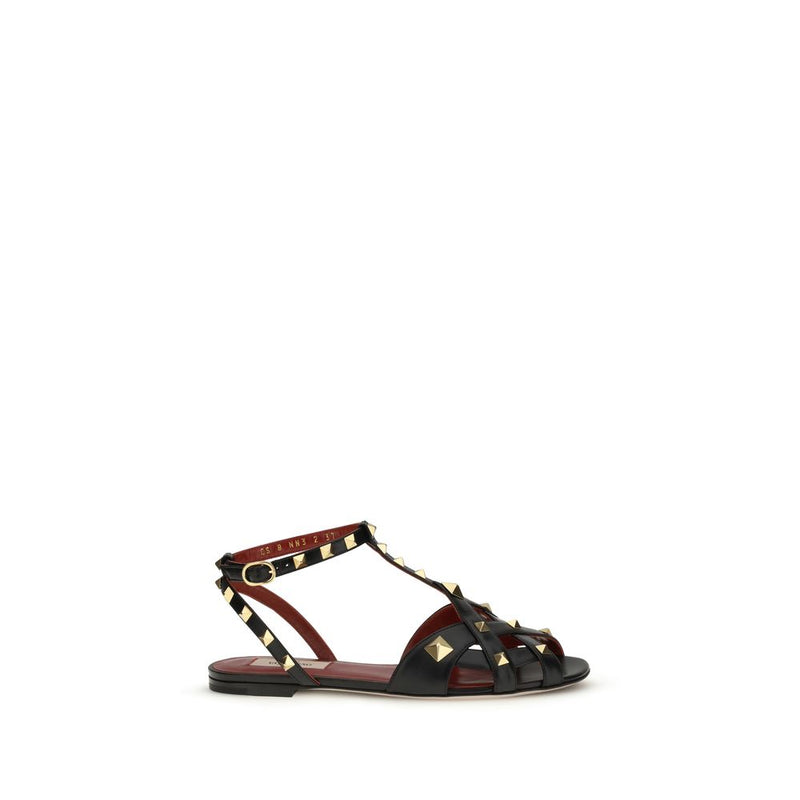 Valentino Garavani Black Goatskin Flat Sandals Glam Steals