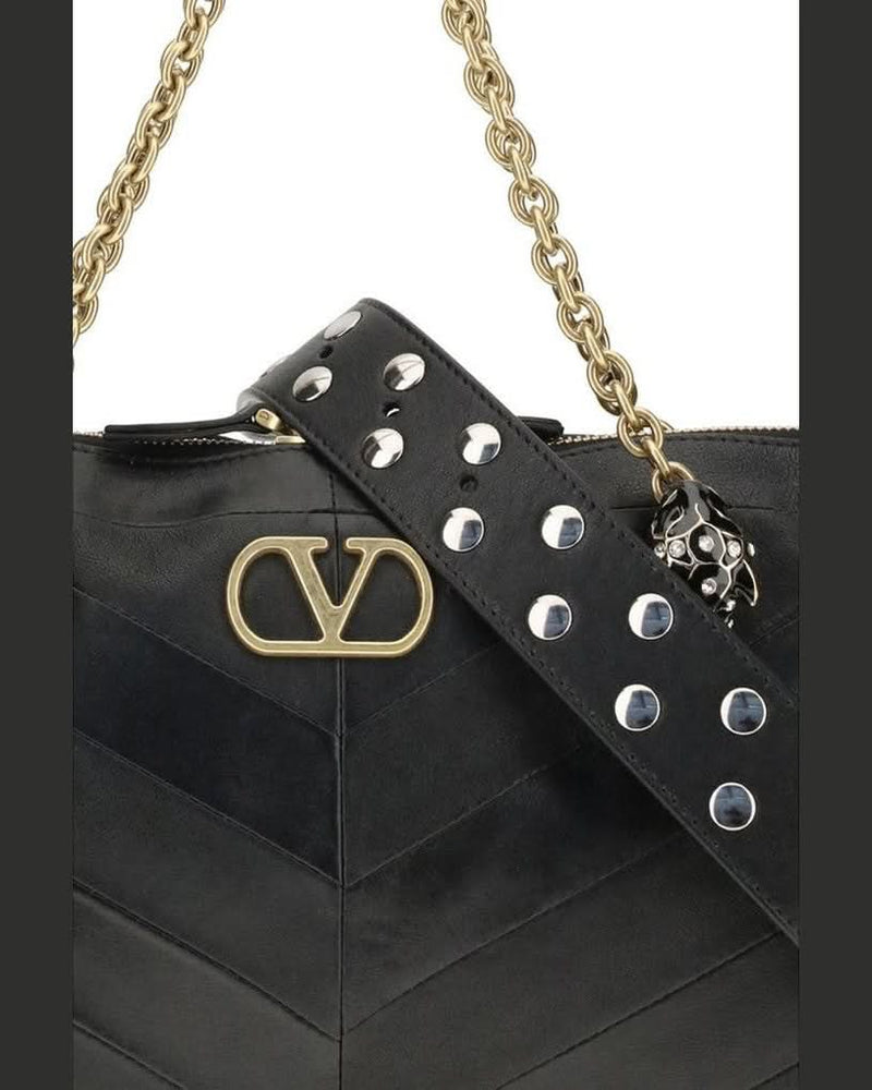 Valentino Garavani Black Lamb Ovis Aries Shoulder Bag 