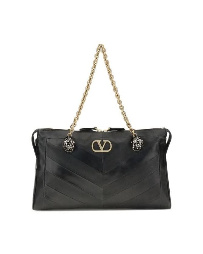 Valentino Garavani Black Lamb Ovis Aries Shoulder Bag 