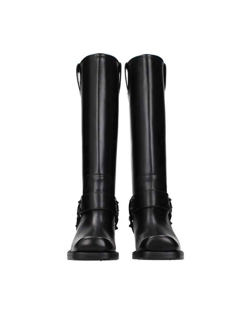 Valentino Garavani Black Leather Boots Glam Steals