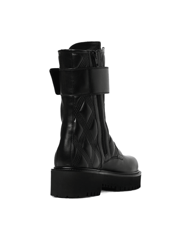 Valentino Garavani Black Leather Quiltie 67 Combat Boots Glam Steals