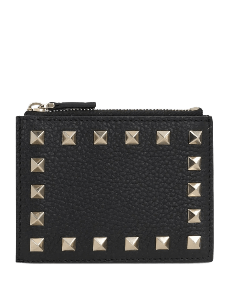 Valentino Garavani Black Leather Rockstud Zipped Card Holder Glam Steals